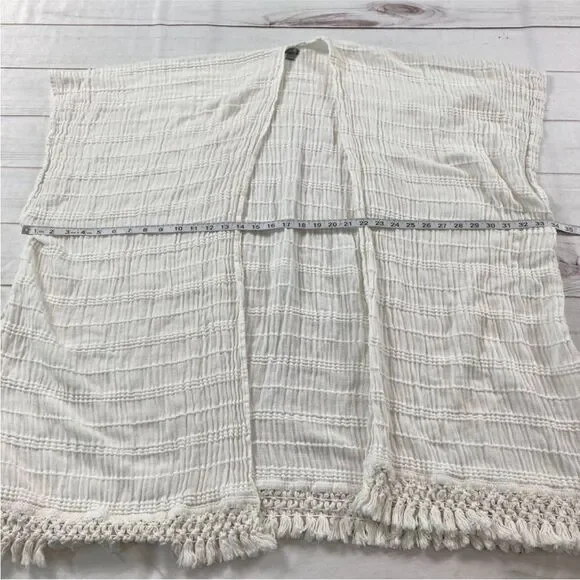 Aerie Womens White Crochet Fringe Hem Open Front Kimono Cover Up Cardigan OS - Picture 6 of 7